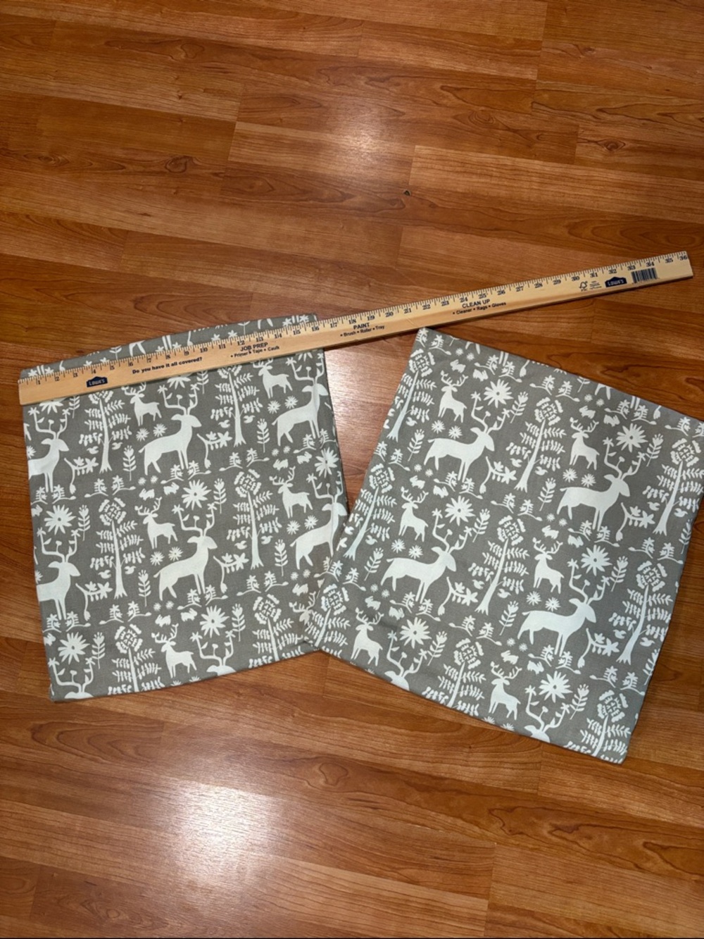 Deer & Floral Print Pillow Covers in Sage Gray